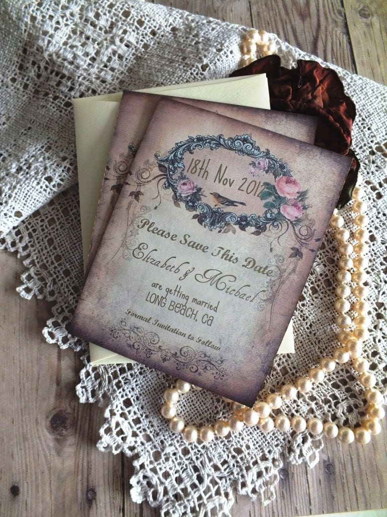 Wedding Save the Date Vintage Cards Handmade by avintageobsession on etsy