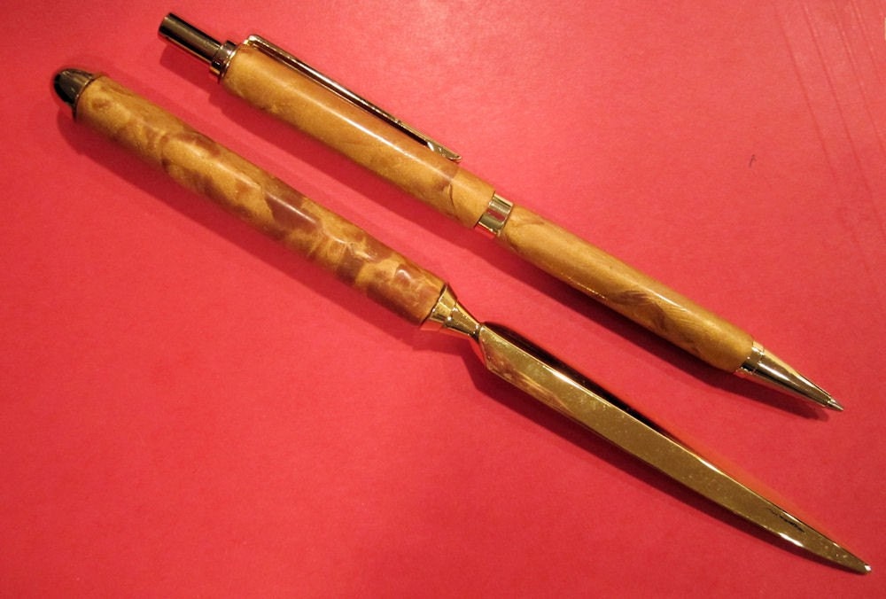 Mechanical Pencil and Letter Opener Set with Golden Shadow Image