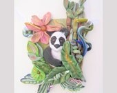 Wall Hanging, Wall Plaque, Panda in Jungle, Wall Decor