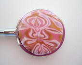 Purse Hangar, Stainless Steel Purse Hook with Gold, Pink and White Design