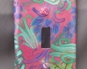 Electric Switch Plate, Toggle Switch Cover, Fuchsia Background Flowers and Reeds