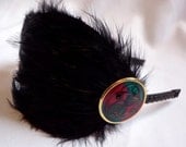 50% off LIQUIDATION SALE Black Feather Hackle Headband Multicolored Accent