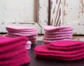 Die Cut Penny Rug Circles from Upcycled Wool Felt - Pink, Fuchsia, Cranberry