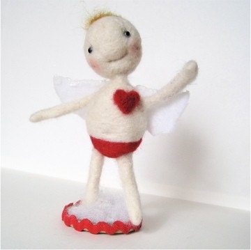 Cupid the Little Boy of Love Needle Felted Miniature Art Doll