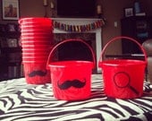 Mustache Bash Children's Party Favor Buckets/ Treat Bag with Your Choice of Logo, Style 3