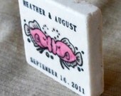 Kissing Fish Save the Date Magnets, Wedding Favors, Pink and Silver,  Set of 25
