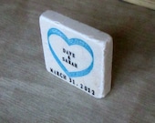 Music Heart Save the Date Magnets, Wedding Favors, Cerulean Blue, Set of 25