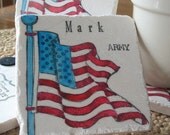 ON SALE Personalized USA Patriotic Flag Coasters, Set of 4