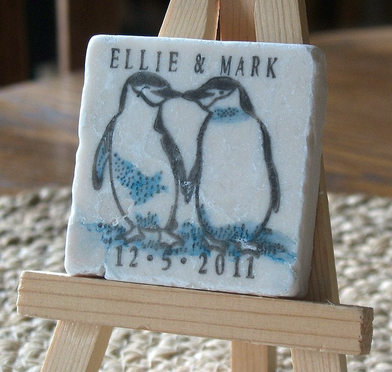 Penguin Wedding Favor Magnets, Save the Date Magnets, Set of 50