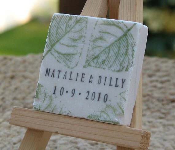 Sage Green Autumn Leaves Wedding Favors or Save the Date Magnets, Set of 25