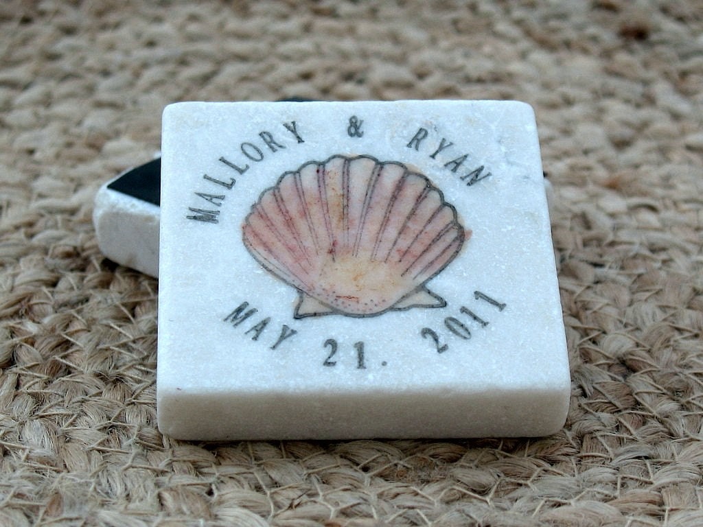 Coral Seashell Save the Date Magnets, Wedding Favors, Set of 25