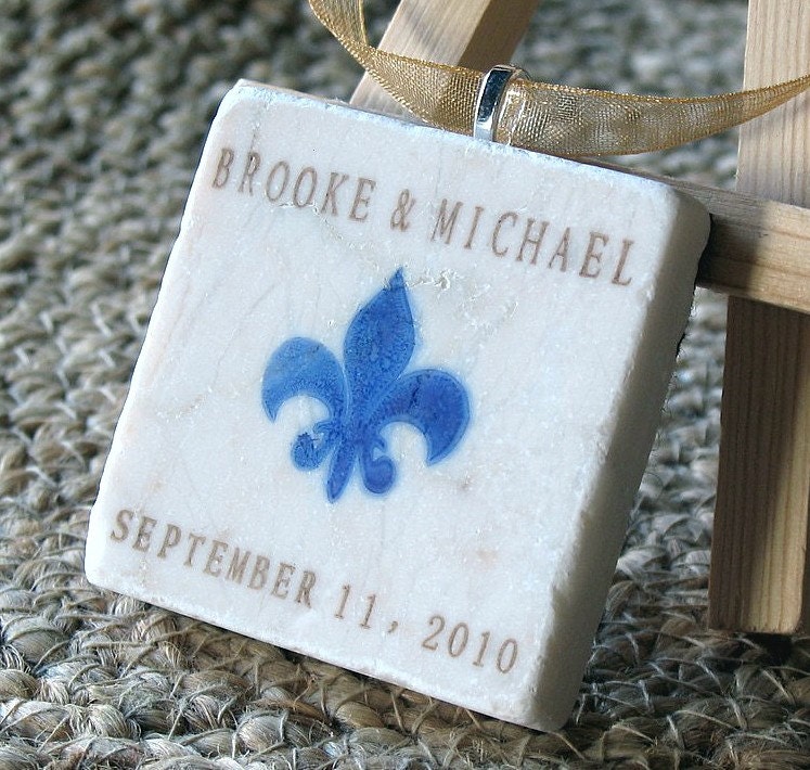Fleur De Lis Ornament Wedding Favors, Royal Blue, Set of 25