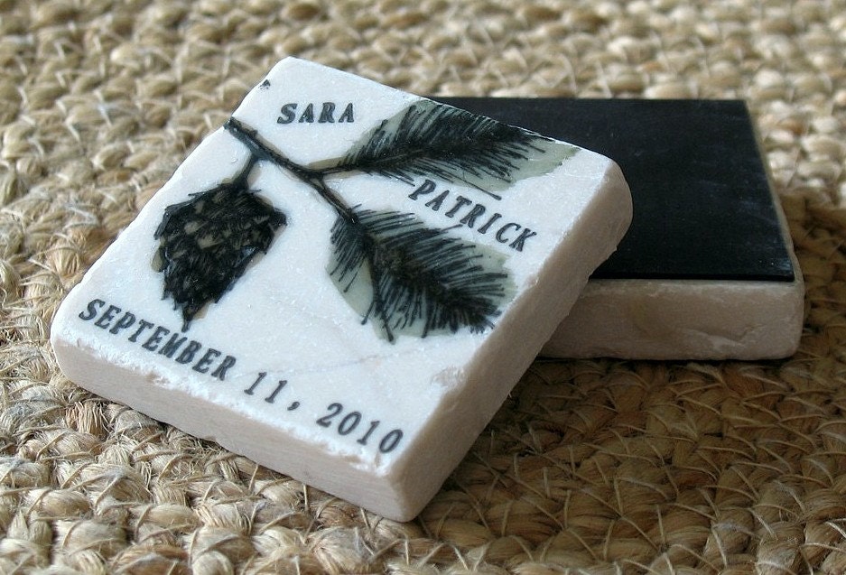 Pine Bough Wedding Favors, Save the Date Magnets, Set of 25