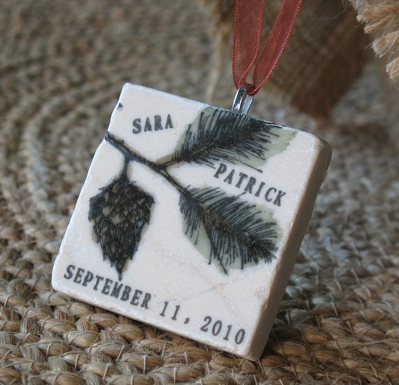 Pine Bough Ornament Wedding Favors, Set of 60