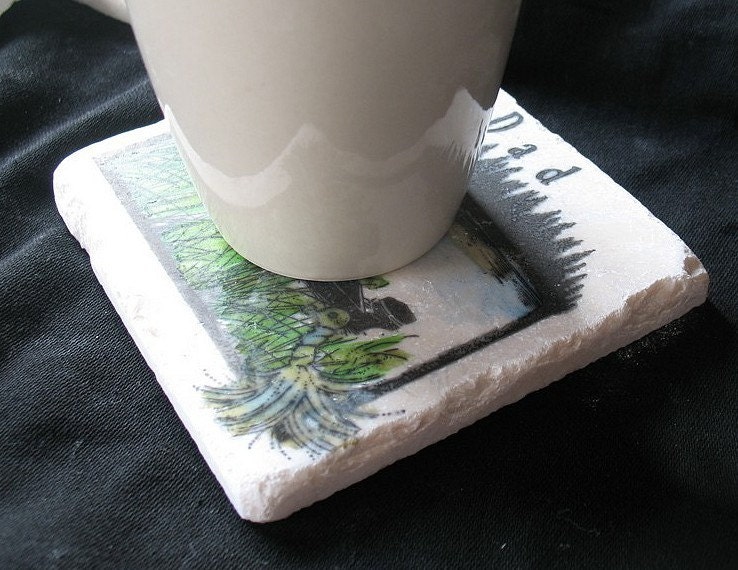 Personalized Fisherman Tile Coasters, Set of 4
