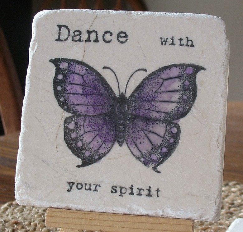 Butterfly Coasters, Dance with your Spirit, Set of 4, Ready to Ship