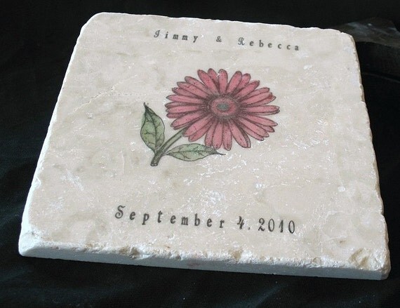 Personalized Pink Gerbera Daisy Trivet