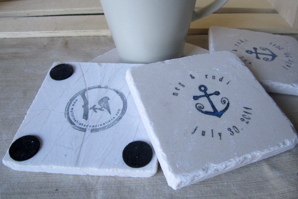 Nautical Anchor Wedding Favor Coasters, Set of 80