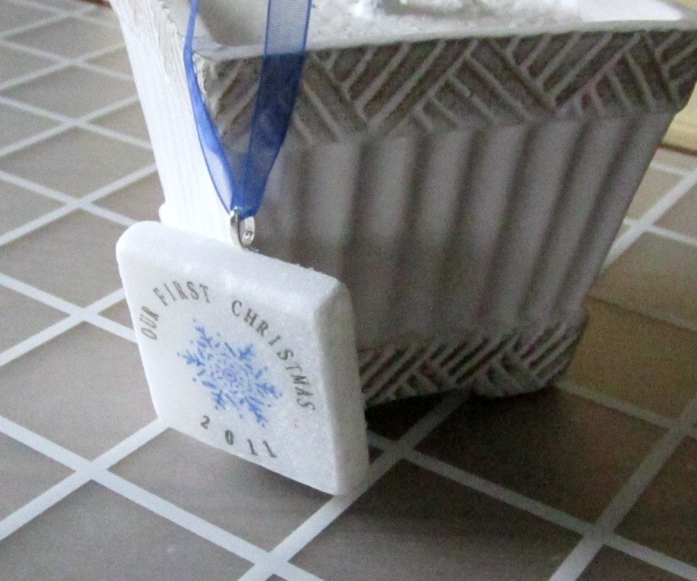 Our First Christmas Snowflake Design, including Gift Box, Ready to Ship