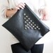 Large leather carry-all pouch (studded bag, large fold over clutch, zippered pouch) - 15 % off
