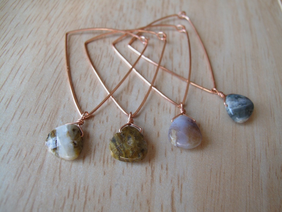 Wine Glass Charm Set of 4 - Copper Chevron