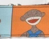 1.5 inch martingale collar, greyhound martingale collar, funky monkey martingale dog collar with tag keeper--Sock Monkeys