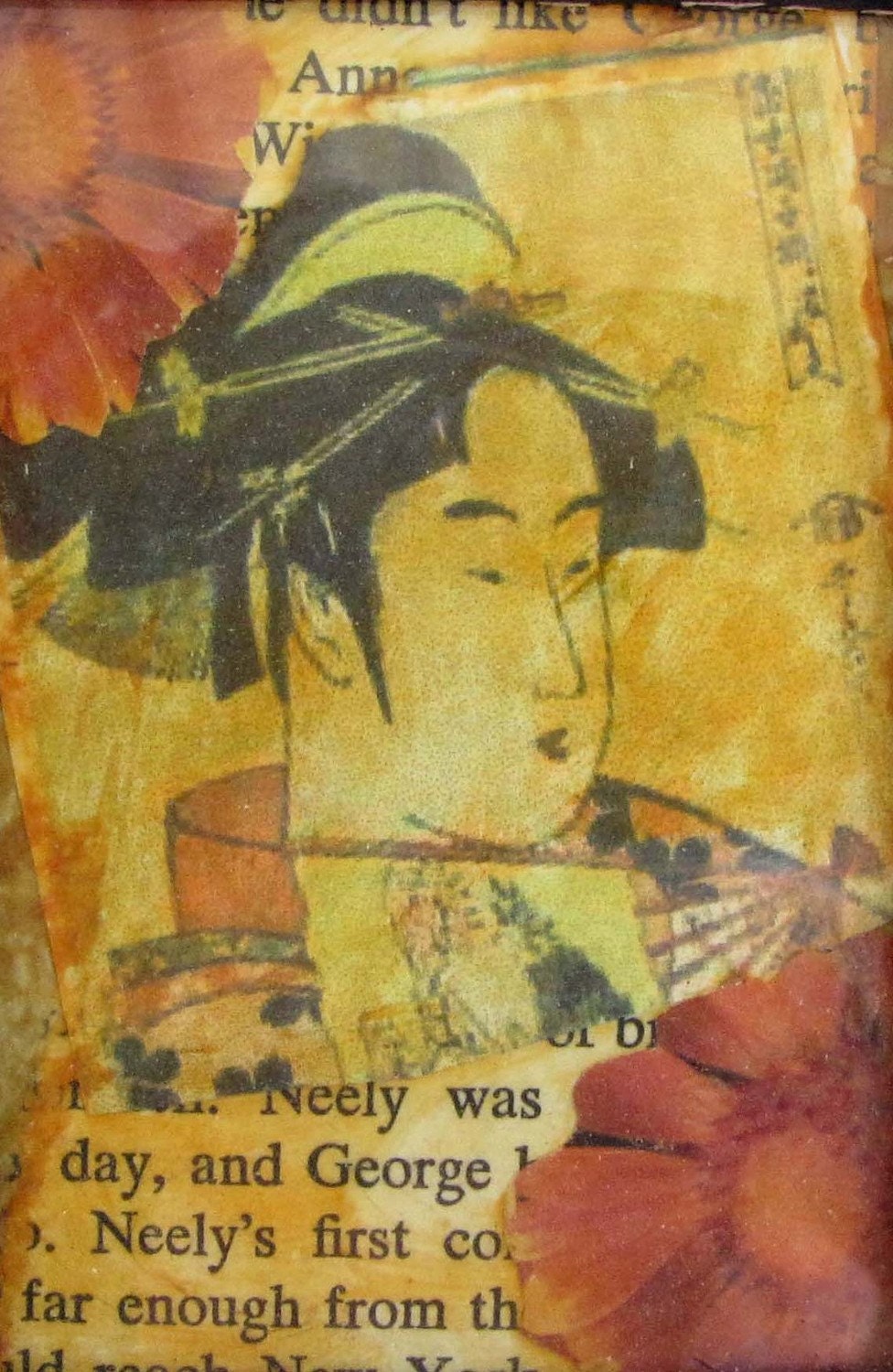 Art Collage Mixed Media ATC Card One Of A Kind OOAK Chinese Handmade Paper