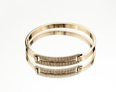 TEXTURED ID-STYLE Hinge Bracelet - Gold-Plated / Swing Top / Unisex