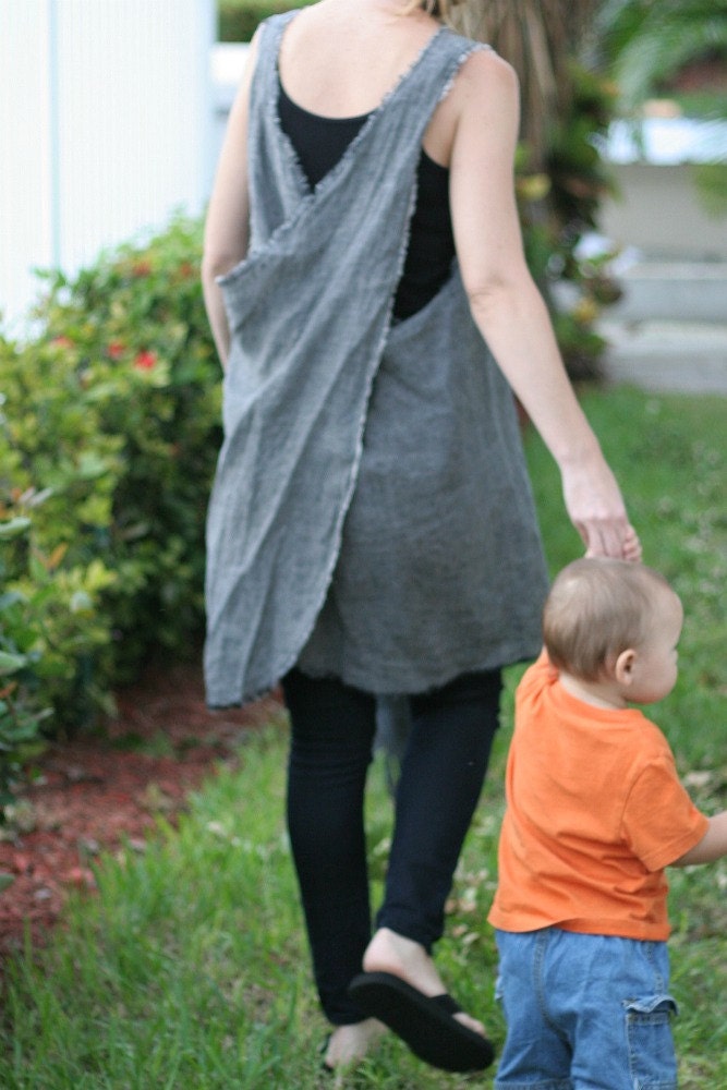Gray Linen Pinafore