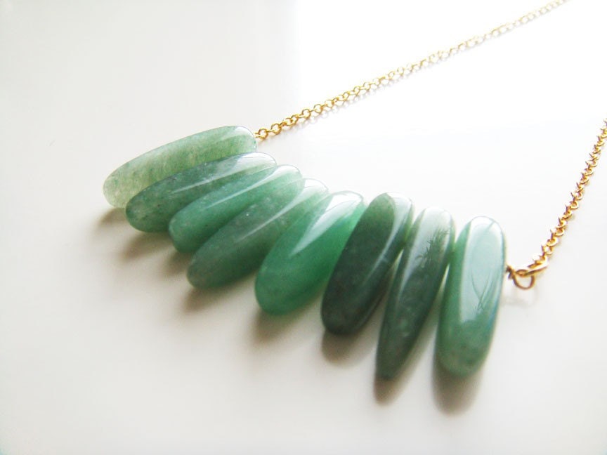 Emerald Crystals Necklace - Green Aventurine