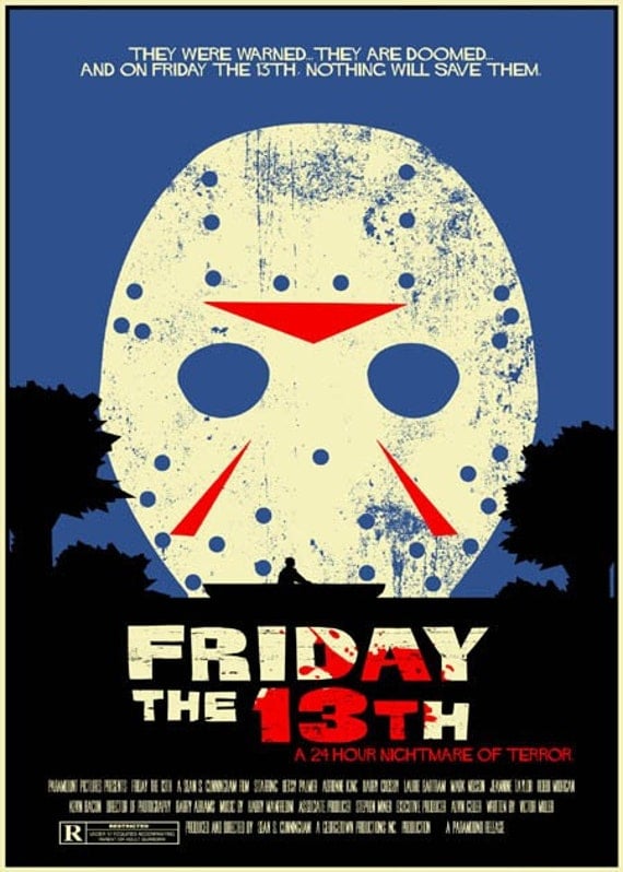 Friday the 13th vintage style 5X7 print
