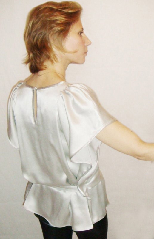 Posh Tunic in Cream Mocha Silk Charmeuse, Fashion 2013 Regular and Plus Sizes