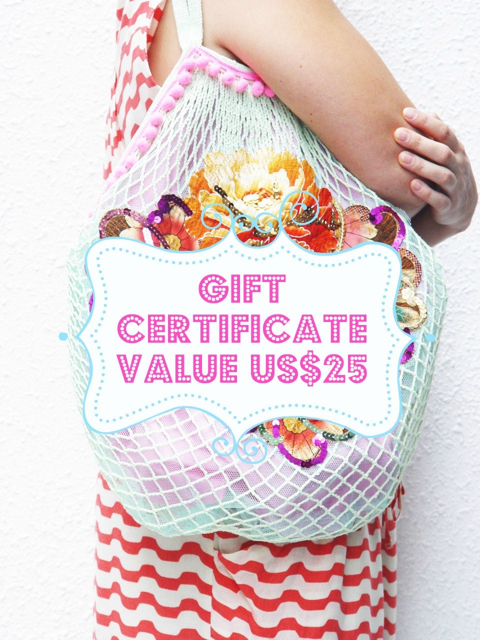 Gift certificate handmade bags purses home decor items - value 25 dollars