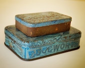 vintage Edgeworth tins, set of 2, Extra High Grade Plug Slice with great patina - AtticAntics