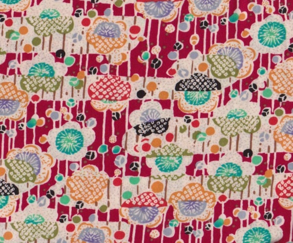 1/2 yd. abstract floral - red