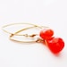Orange dangle earrings.  Chalcedony long earrings in gold.  Juicy tangerine orange.