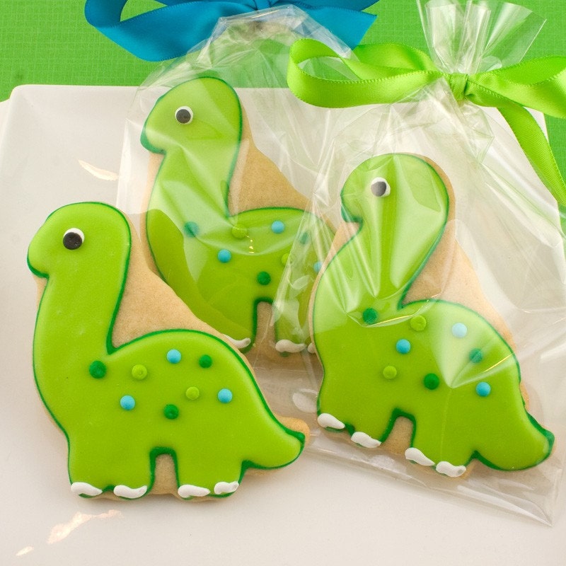Dinosaur Sugar Cookie Favors (12 cookies, bagged & bowed)