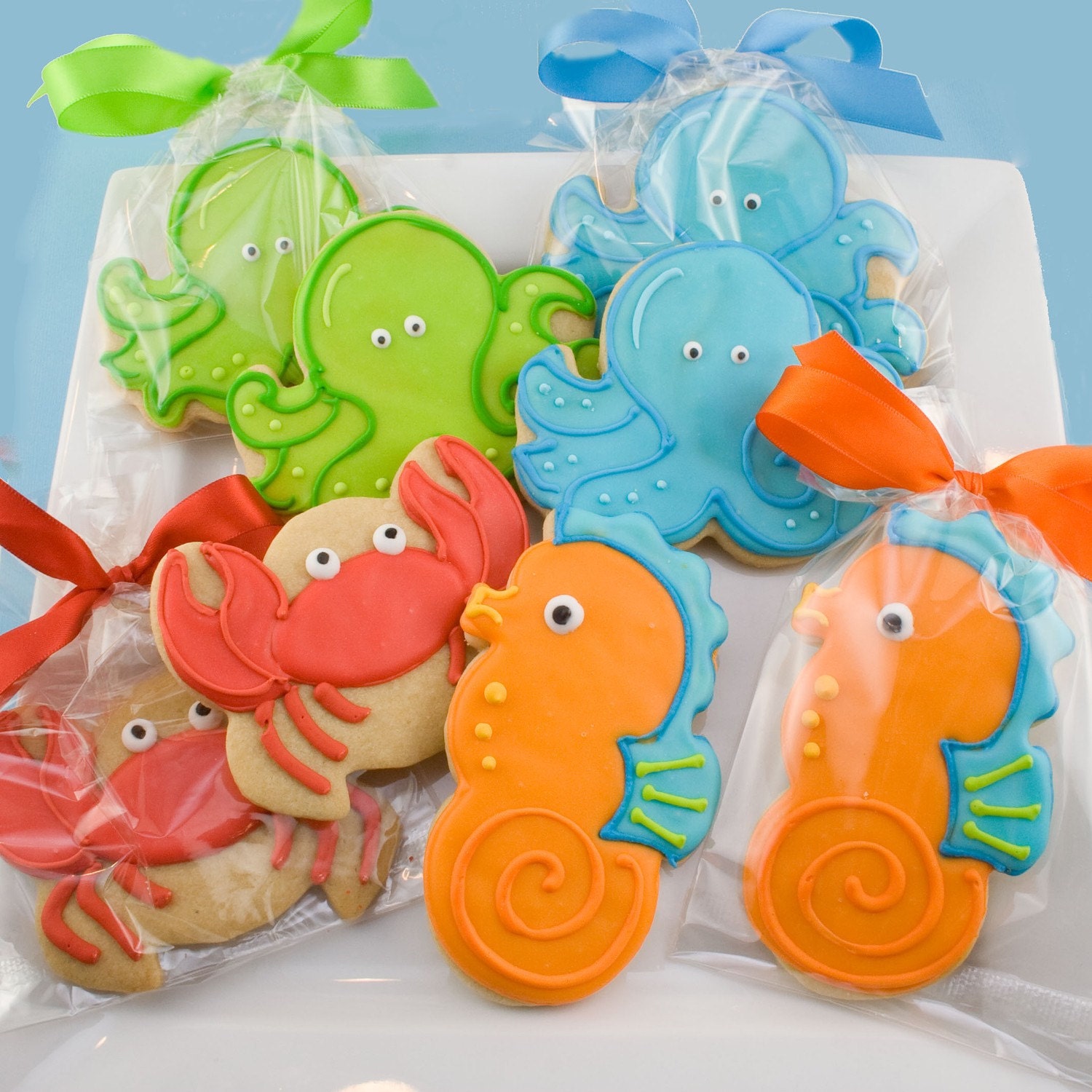 Sea Animal Sugar Cookie (12 favors, bagged and bowed)
