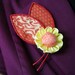 Daisy Flower Kanzashi with Red Kimono Leaves