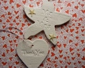 Mr. and Mrs. Paper Clay Tags - Starfish and Heart - Wedding Favors - Ornaments