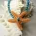 Tropical Star Sugar Starfish and Turquoise Wrist Corsage Bracelet