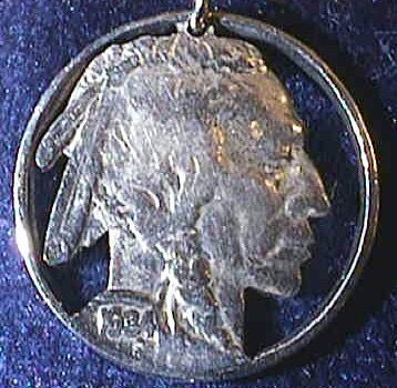 Indian Nickel Cut Coin Necklace, Genuine Old Nickel Hand Cut