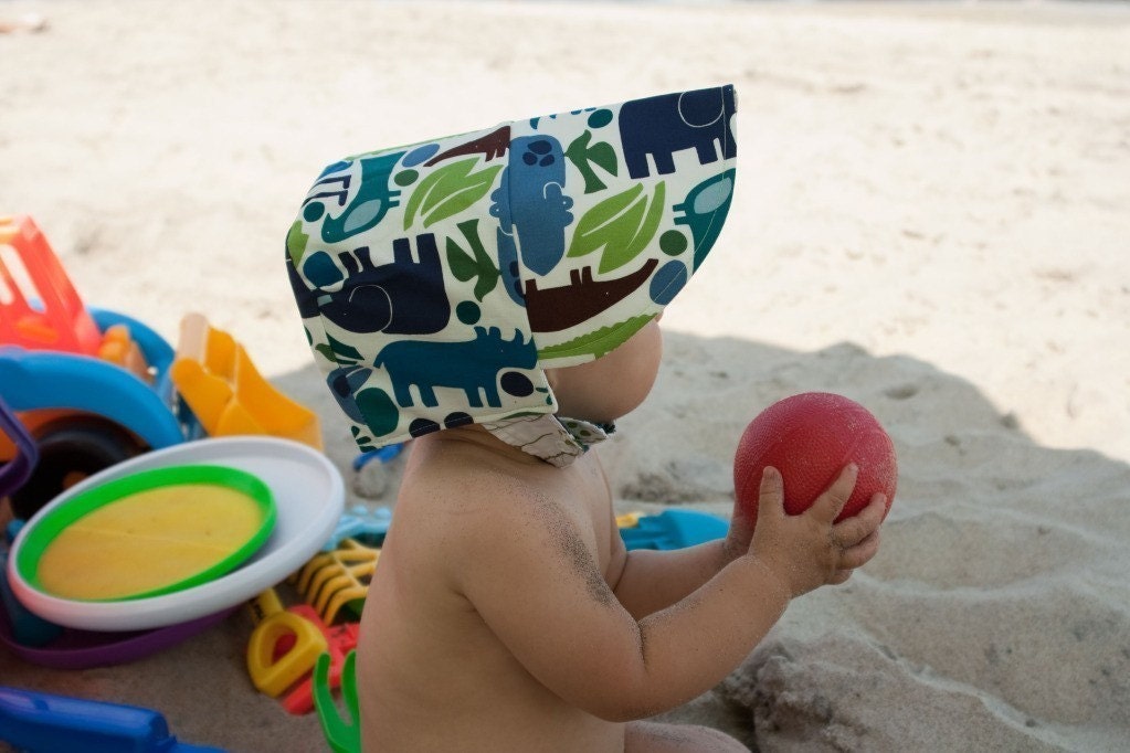 Clearance sale-BABY BLUE ZOO, size Med/Large (6-18 mos) the manly little baseball cap bonnet