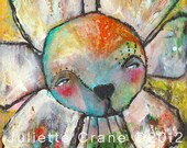 Whimsical Art Print - 8x10 inch Print of a Reproduction of the Original Mixed Media Lion Painting Flowering Lion by Juliette Crane