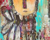 Primitive Art Print- Intuition-8x10 inch Print of a Reproduction of the Original Painting by Juliette Crane