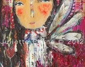 Primitive Art Print- Be True-an 8x10 inch Print of a Reproduction of the Original Painting by Juliette Crane