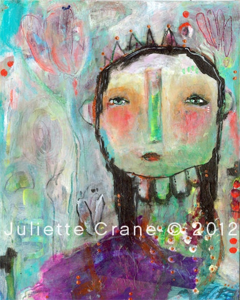 Primitive Art Print- Keep It Simple- an 8x10 inch Print of a Reproduction of the Original Painting by Juliette Crane