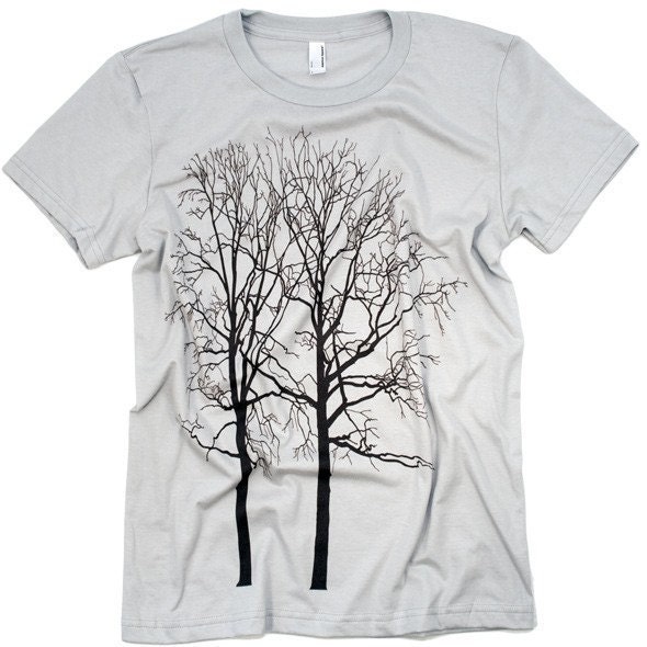 Two Trees Tshirt Branches WOMENS Tee Silver
