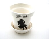 SALE Teacher Gift  Small Planter Happy Day Girl on Swing