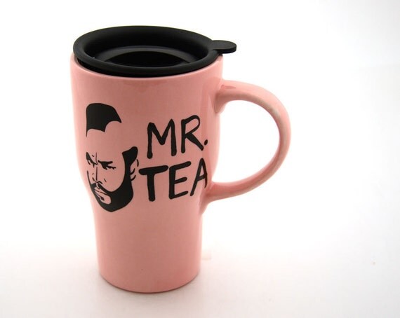 Pink Mr T Tea Ceramic Travel Mug